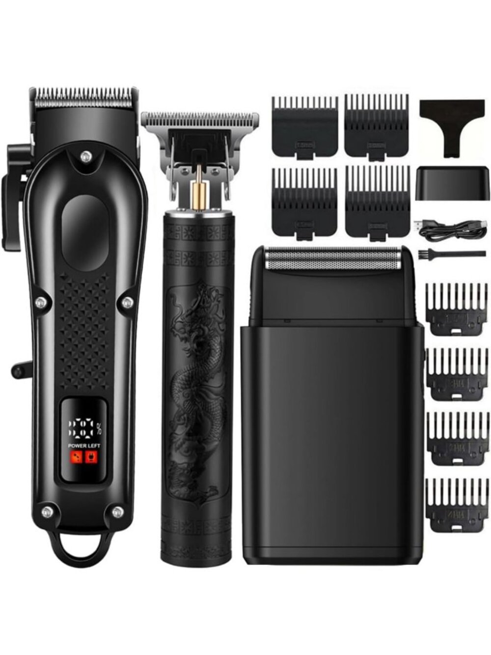 Cordless Hair Clippers Set for Men | 3-in-1 Trimmer & Foil Shaver with LCD